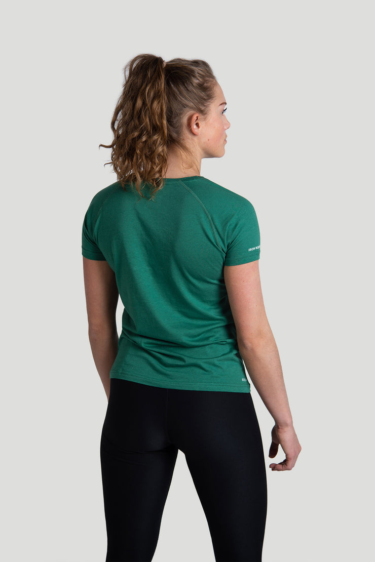 Iron Roots vrouwen jade green t-shirt geproduceerd in Europa